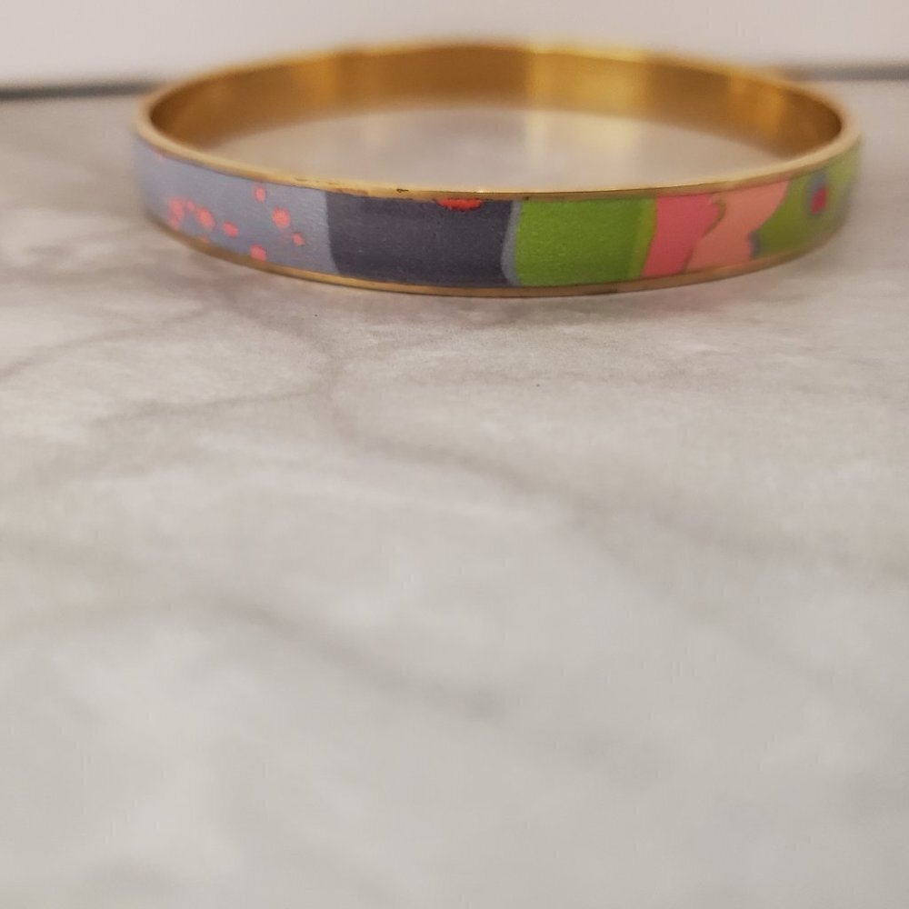 💛 Vintage 90s 1990s J.Crew Bangle Bracelet Green Pink Grey 💛 - Picture 4 of 8